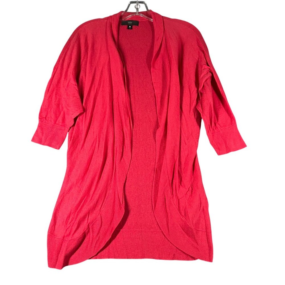 Mossimo Womens Medium Pink Lightweight Open Front Cardigan 3/4 Sleeve Tunic